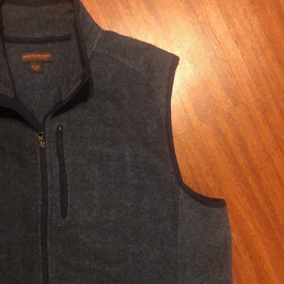 Northwest Territory Mens Blue Striped Full Zip Fleece Vest/Jacket, XLarge, S1 - Picture 3 of 6
